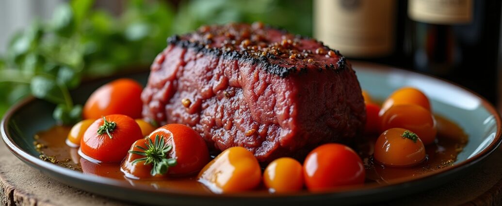 Daube de bœuf classique mijotée au vin rouge et légumes de saison